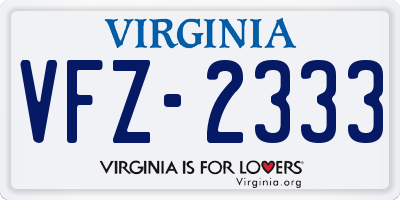 VA license plate VFZ2333