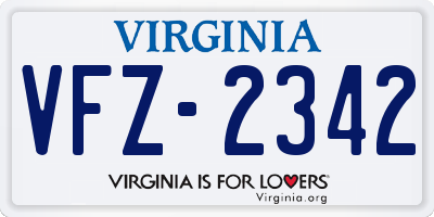 VA license plate VFZ2342