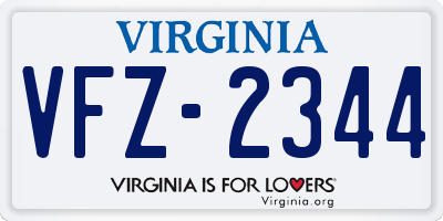VA license plate VFZ2344