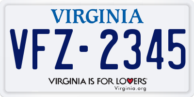 VA license plate VFZ2345