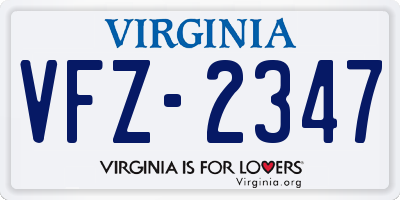 VA license plate VFZ2347