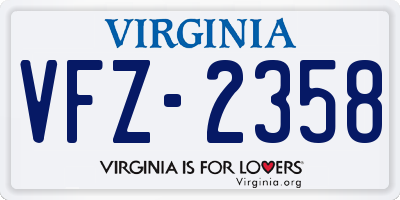 VA license plate VFZ2358