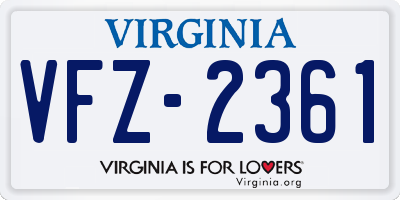 VA license plate VFZ2361