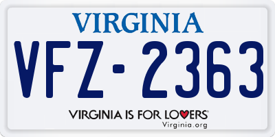 VA license plate VFZ2363