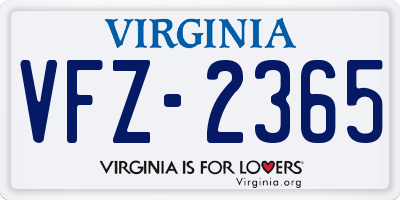 VA license plate VFZ2365