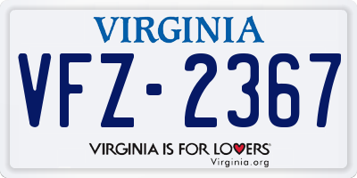 VA license plate VFZ2367