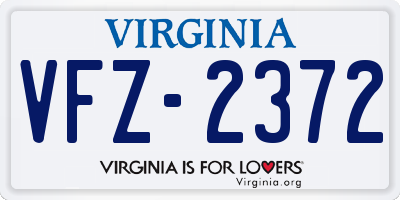 VA license plate VFZ2372
