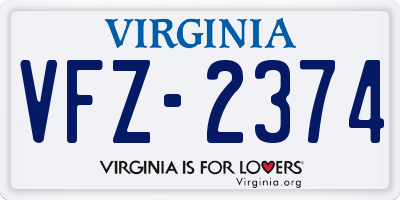 VA license plate VFZ2374