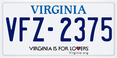 VA license plate VFZ2375