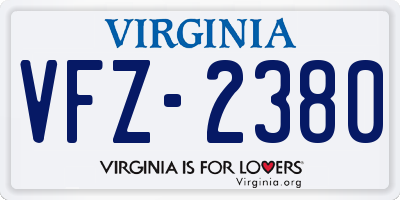 VA license plate VFZ2380