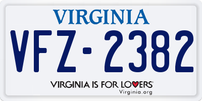VA license plate VFZ2382