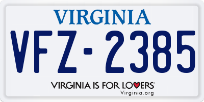 VA license plate VFZ2385