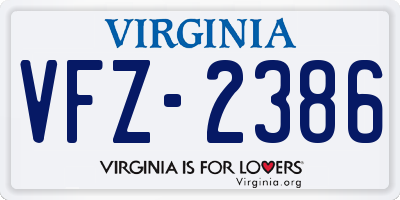 VA license plate VFZ2386