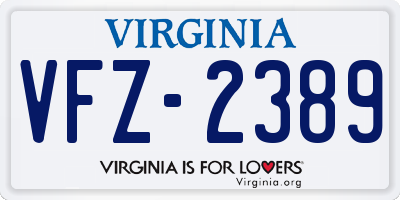 VA license plate VFZ2389