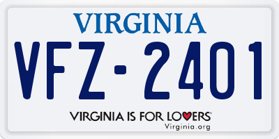 VA license plate VFZ2401