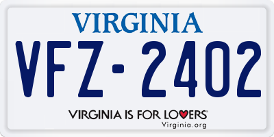 VA license plate VFZ2402