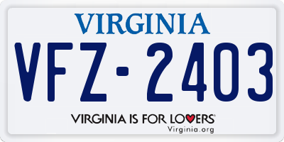 VA license plate VFZ2403