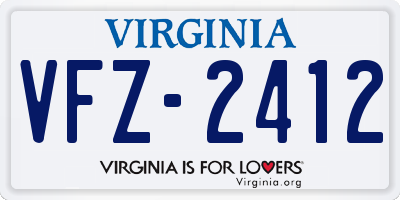 VA license plate VFZ2412