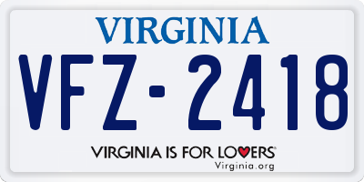 VA license plate VFZ2418