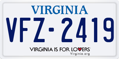 VA license plate VFZ2419