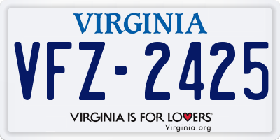 VA license plate VFZ2425