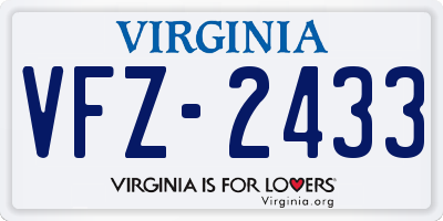 VA license plate VFZ2433