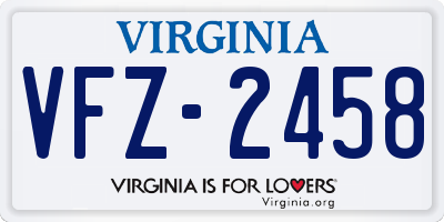 VA license plate VFZ2458