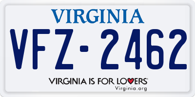 VA license plate VFZ2462