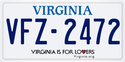 VA license plate VFZ2472