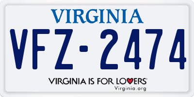 VA license plate VFZ2474