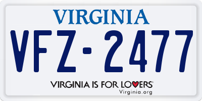 VA license plate VFZ2477