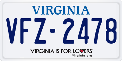 VA license plate VFZ2478