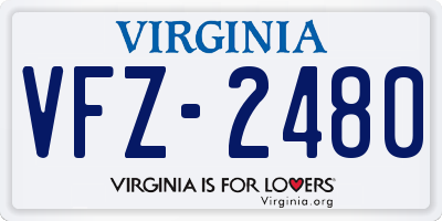 VA license plate VFZ2480