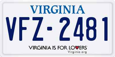VA license plate VFZ2481