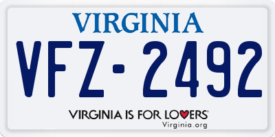 VA license plate VFZ2492