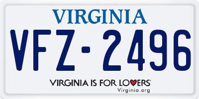 VA license plate VFZ2496