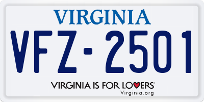 VA license plate VFZ2501