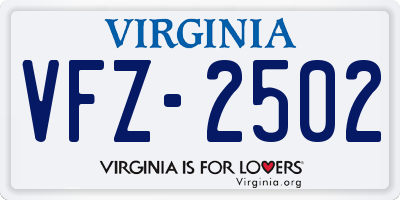 VA license plate VFZ2502