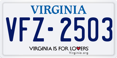 VA license plate VFZ2503