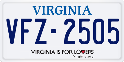 VA license plate VFZ2505