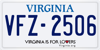 VA license plate VFZ2506