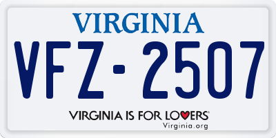 VA license plate VFZ2507