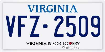 VA license plate VFZ2509