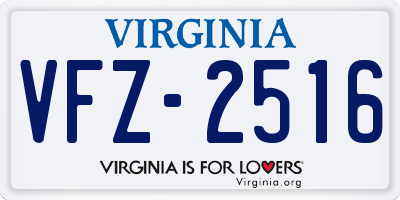 VA license plate VFZ2516