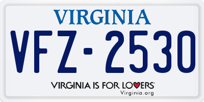 VA license plate VFZ2530
