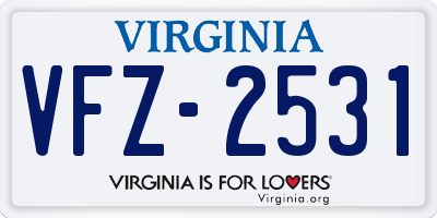 VA license plate VFZ2531