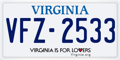VA license plate VFZ2533