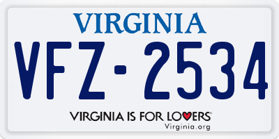 VA license plate VFZ2534