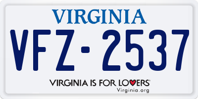 VA license plate VFZ2537
