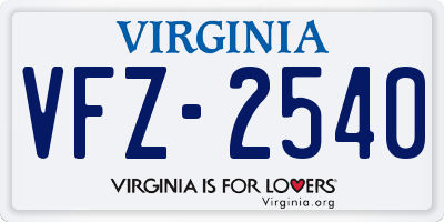 VA license plate VFZ2540